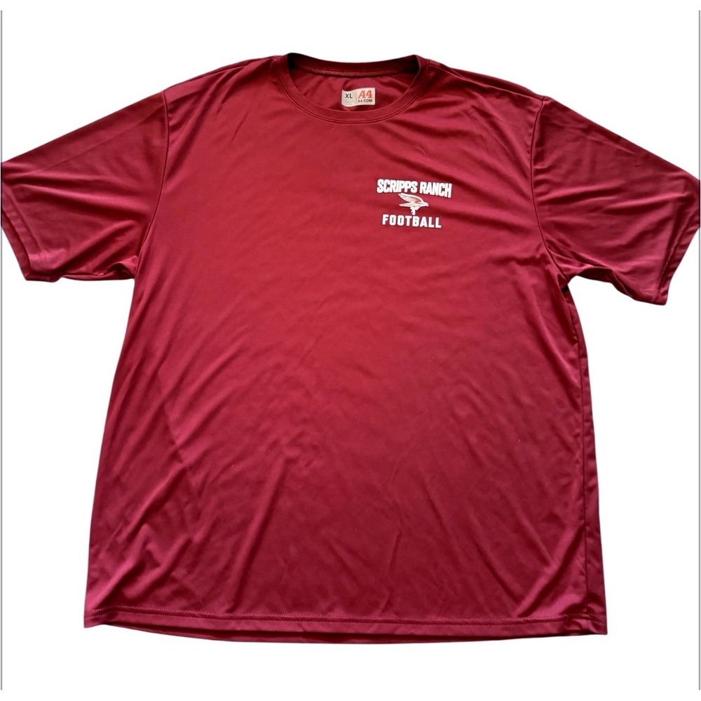 A4 Scripps Ranch Football Performance Shirt Mens XL Maroon Short Sleeve Tee